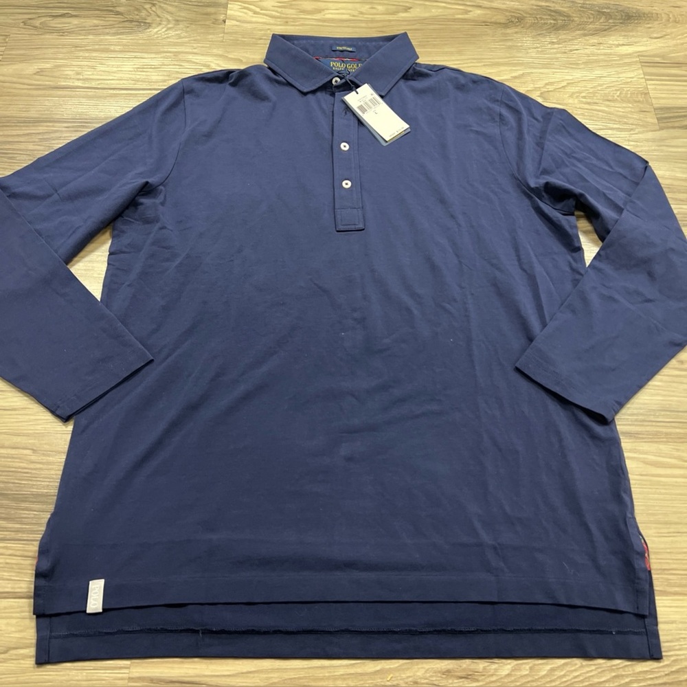 Polo Ralph Lauren Performance Long Sleeve Four Button Polo Shirt Mens Large $125